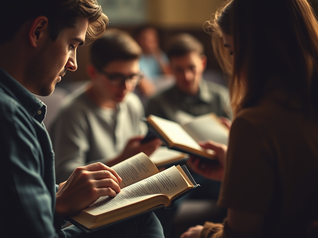 people studying Bibles as new believers in Christ